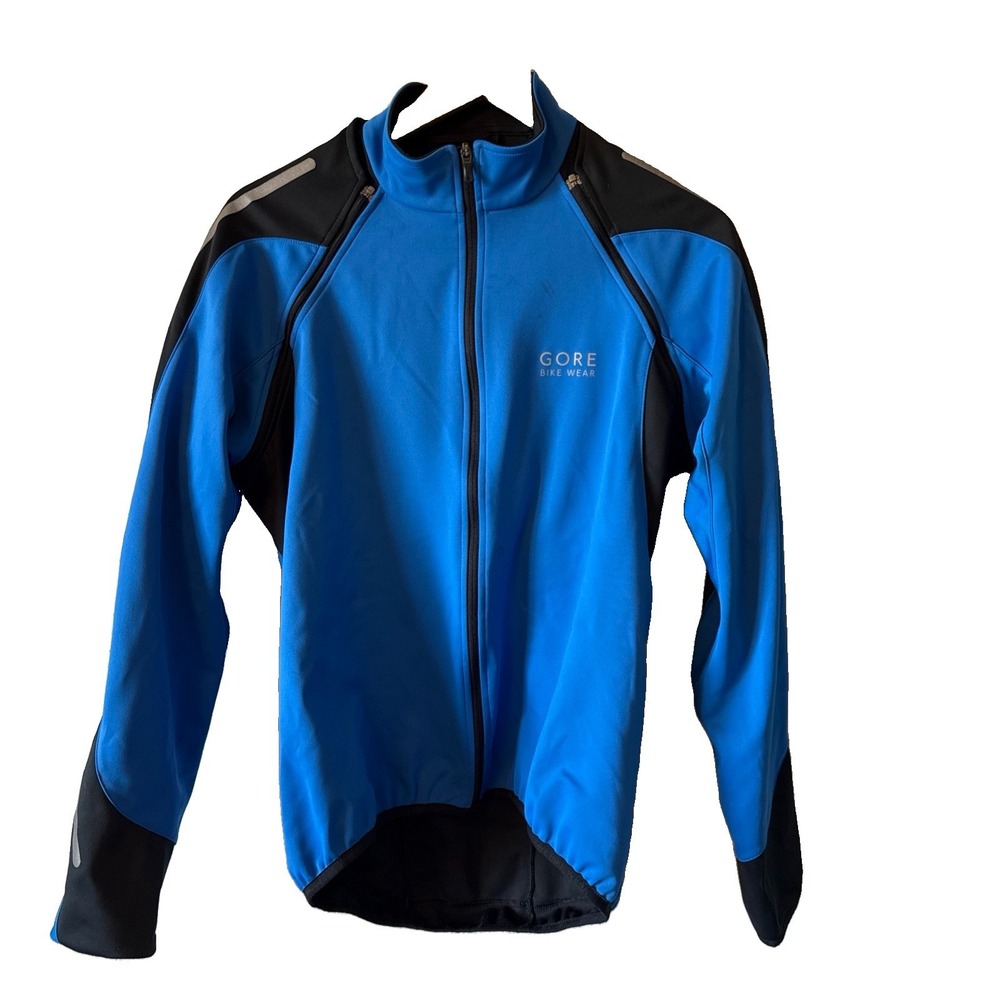 Gore Bike Wear Full Zip Blue Cycling Windstopper Soft Shell Jacket Mens Medium